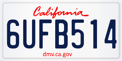 CA license plate 6UFB514