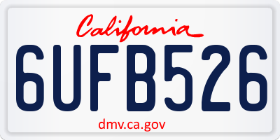 CA license plate 6UFB526