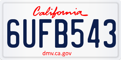 CA license plate 6UFB543