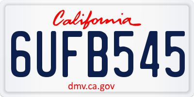 CA license plate 6UFB545