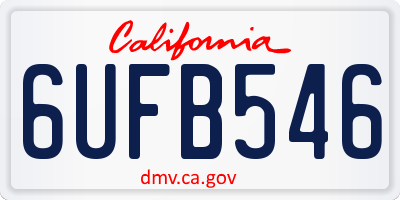 CA license plate 6UFB546