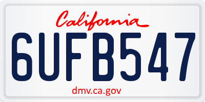 CA license plate 6UFB547