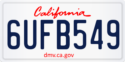 CA license plate 6UFB549