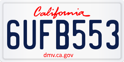 CA license plate 6UFB553