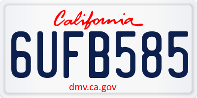CA license plate 6UFB585