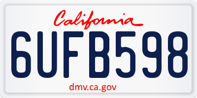CA license plate 6UFB598