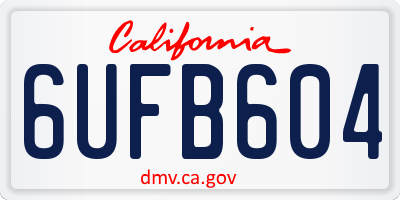 CA license plate 6UFB604
