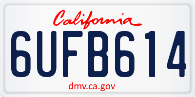 CA license plate 6UFB614