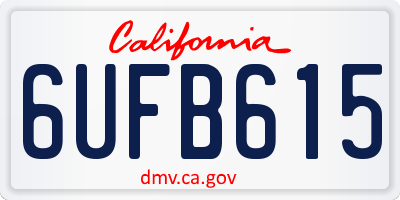 CA license plate 6UFB615