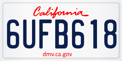 CA license plate 6UFB618