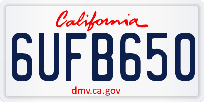 CA license plate 6UFB650