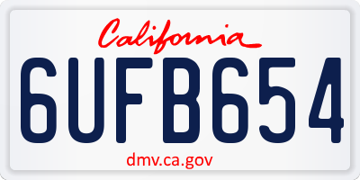 CA license plate 6UFB654