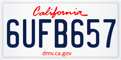 CA license plate 6UFB657