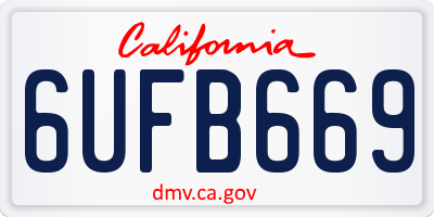 CA license plate 6UFB669