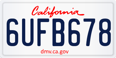 CA license plate 6UFB678