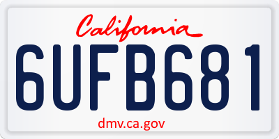 CA license plate 6UFB681