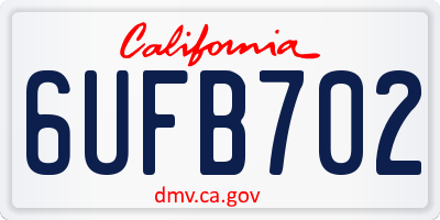 CA license plate 6UFB702