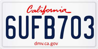 CA license plate 6UFB703
