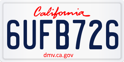 CA license plate 6UFB726