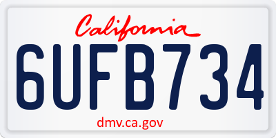 CA license plate 6UFB734
