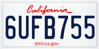 CA license plate 6UFB755