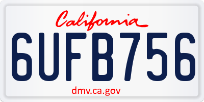 CA license plate 6UFB756