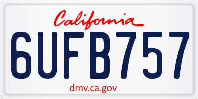 CA license plate 6UFB757