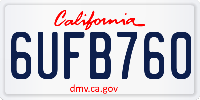 CA license plate 6UFB760