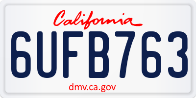 CA license plate 6UFB763