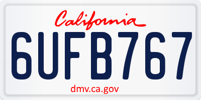 CA license plate 6UFB767