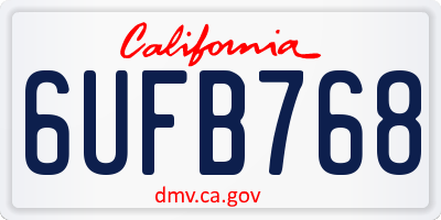 CA license plate 6UFB768