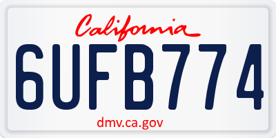 CA license plate 6UFB774