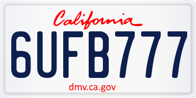 CA license plate 6UFB777