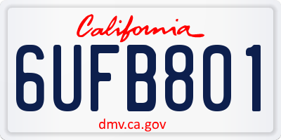 CA license plate 6UFB801