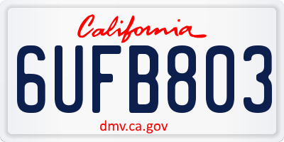 CA license plate 6UFB803