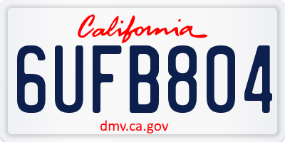 CA license plate 6UFB804