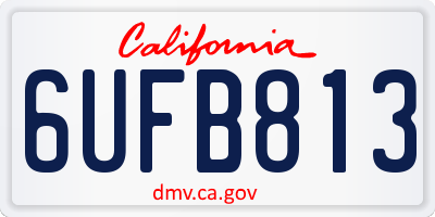 CA license plate 6UFB813