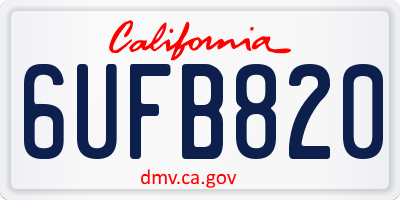CA license plate 6UFB820