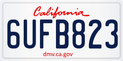 CA license plate 6UFB823