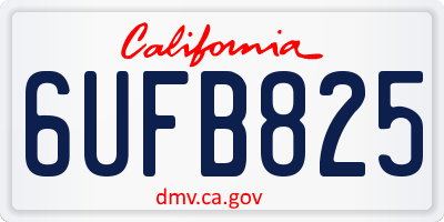 CA license plate 6UFB825