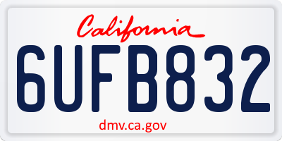 CA license plate 6UFB832