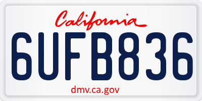 CA license plate 6UFB836