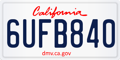 CA license plate 6UFB840