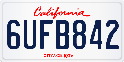CA license plate 6UFB842