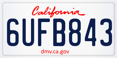 CA license plate 6UFB843