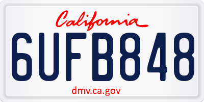 CA license plate 6UFB848