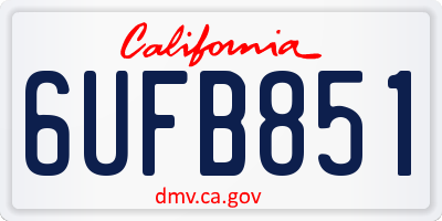 CA license plate 6UFB851