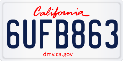 CA license plate 6UFB863