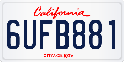 CA license plate 6UFB881