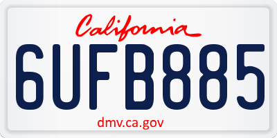 CA license plate 6UFB885